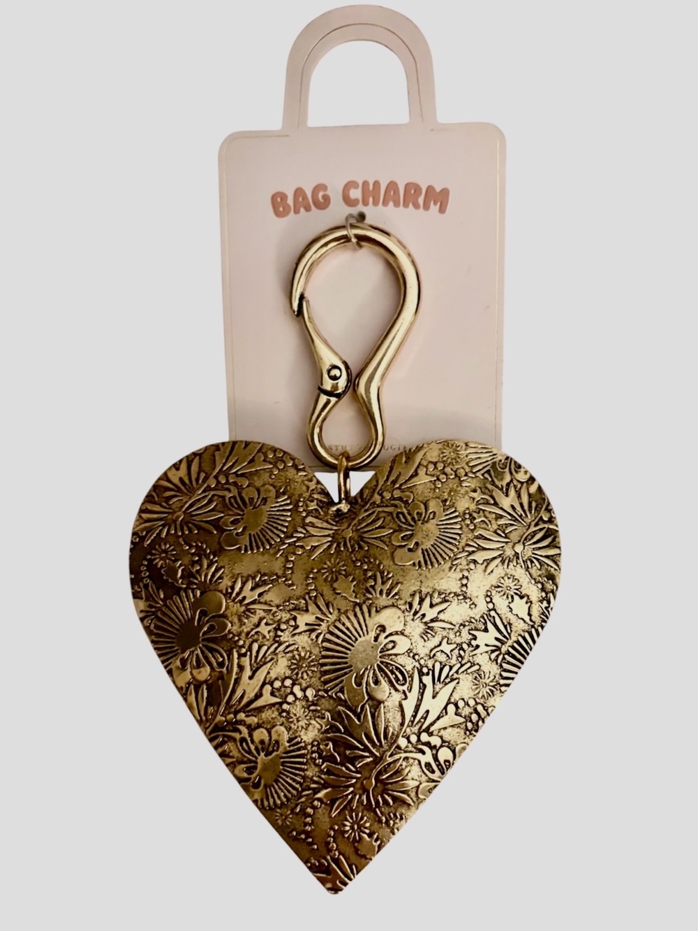 Anthropologie Gold Heart Bag Charm NWT